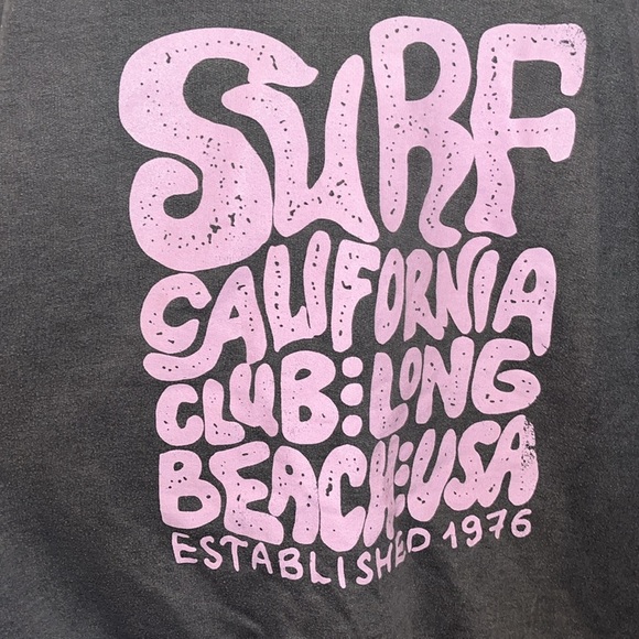 NastyGal grey oversized distressed finish sweatshirt w/ pink wording size large - Picture 2 of 6